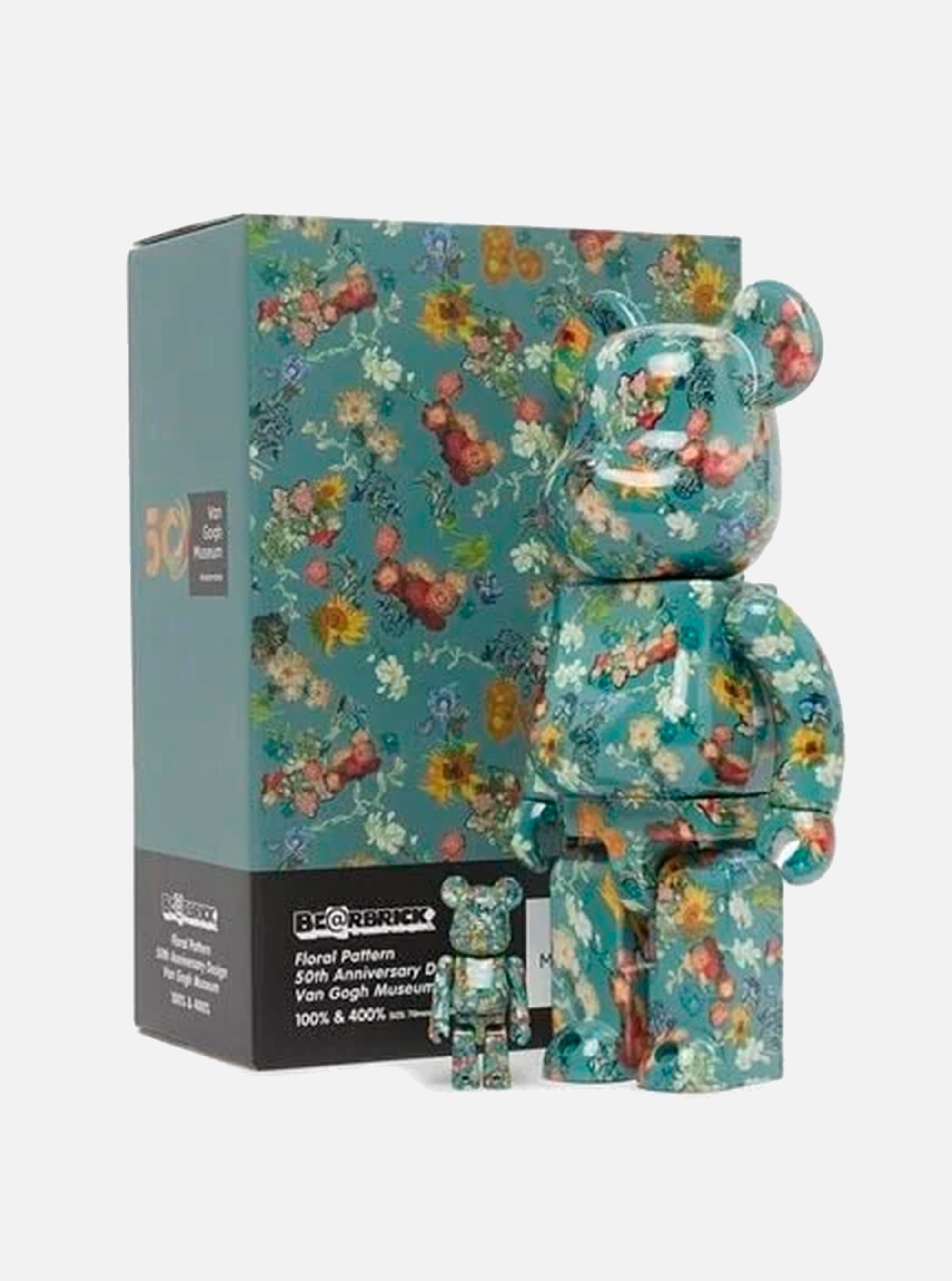 Bearbrick de Medicom Toy 400% 100% Vincent Van Gogh (50º aniversario, estampado floral)
