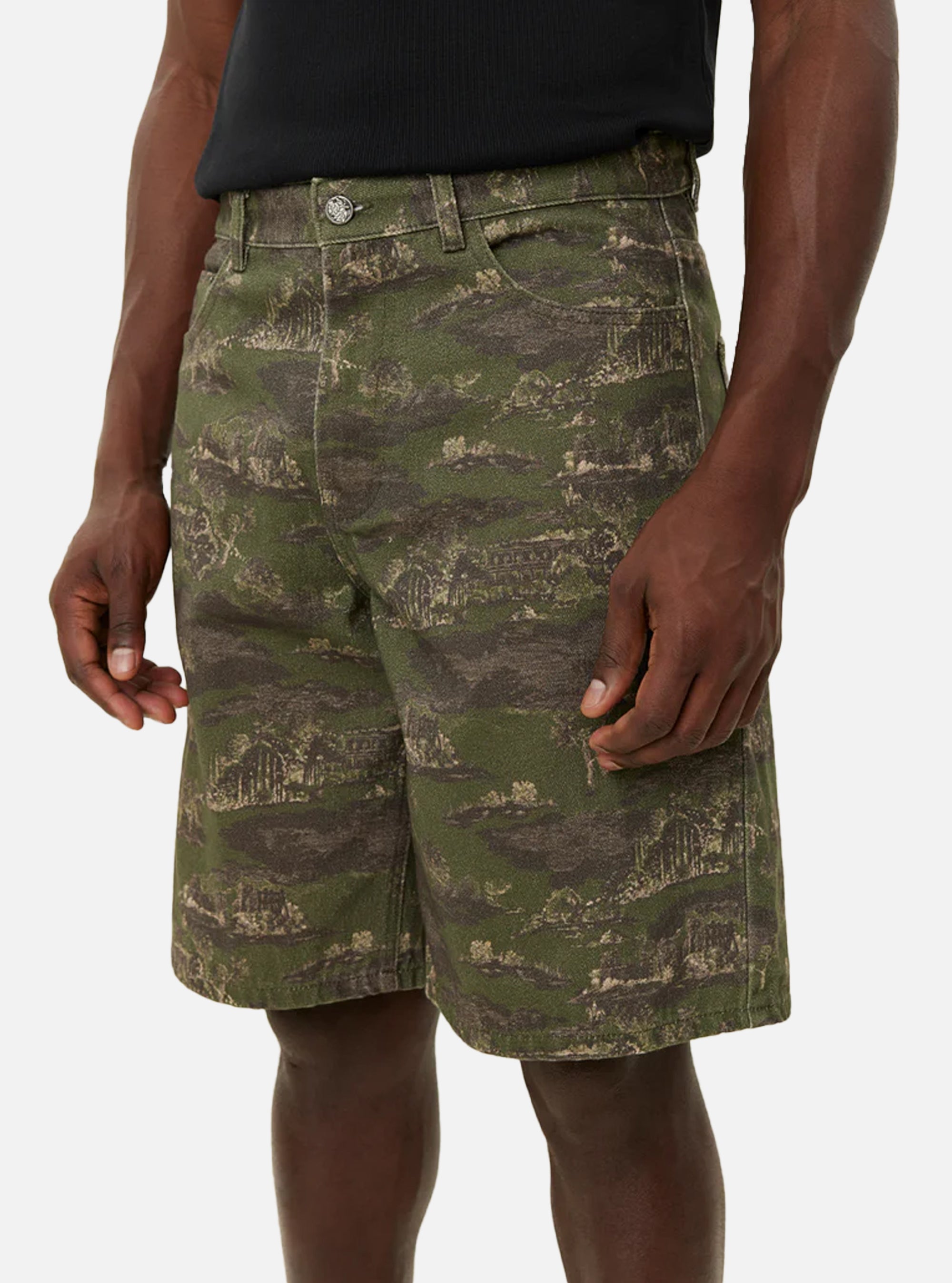 Pantalón Ryder de Les Deux corto estampado paisajes verde