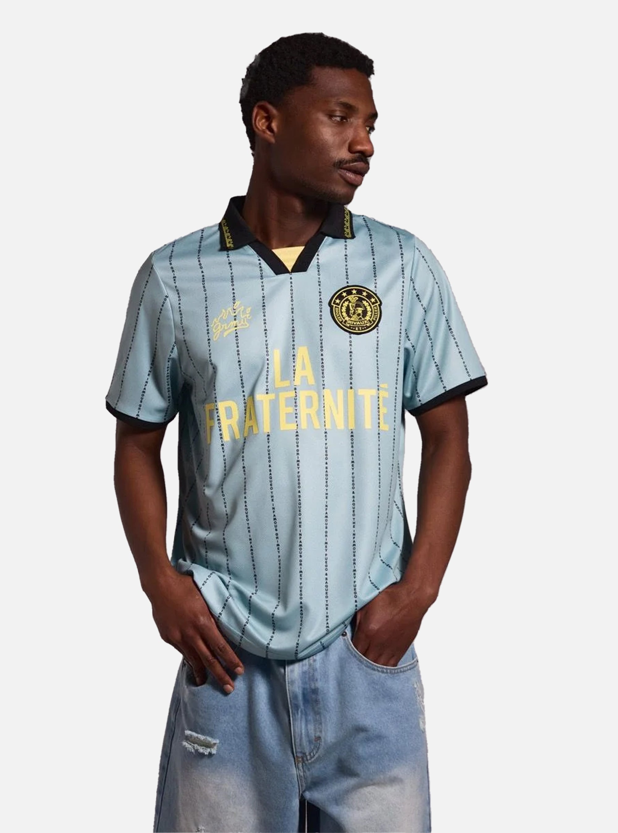 Camiseta de Fútbol Grimey La Fraternite Bruler Piller Blue