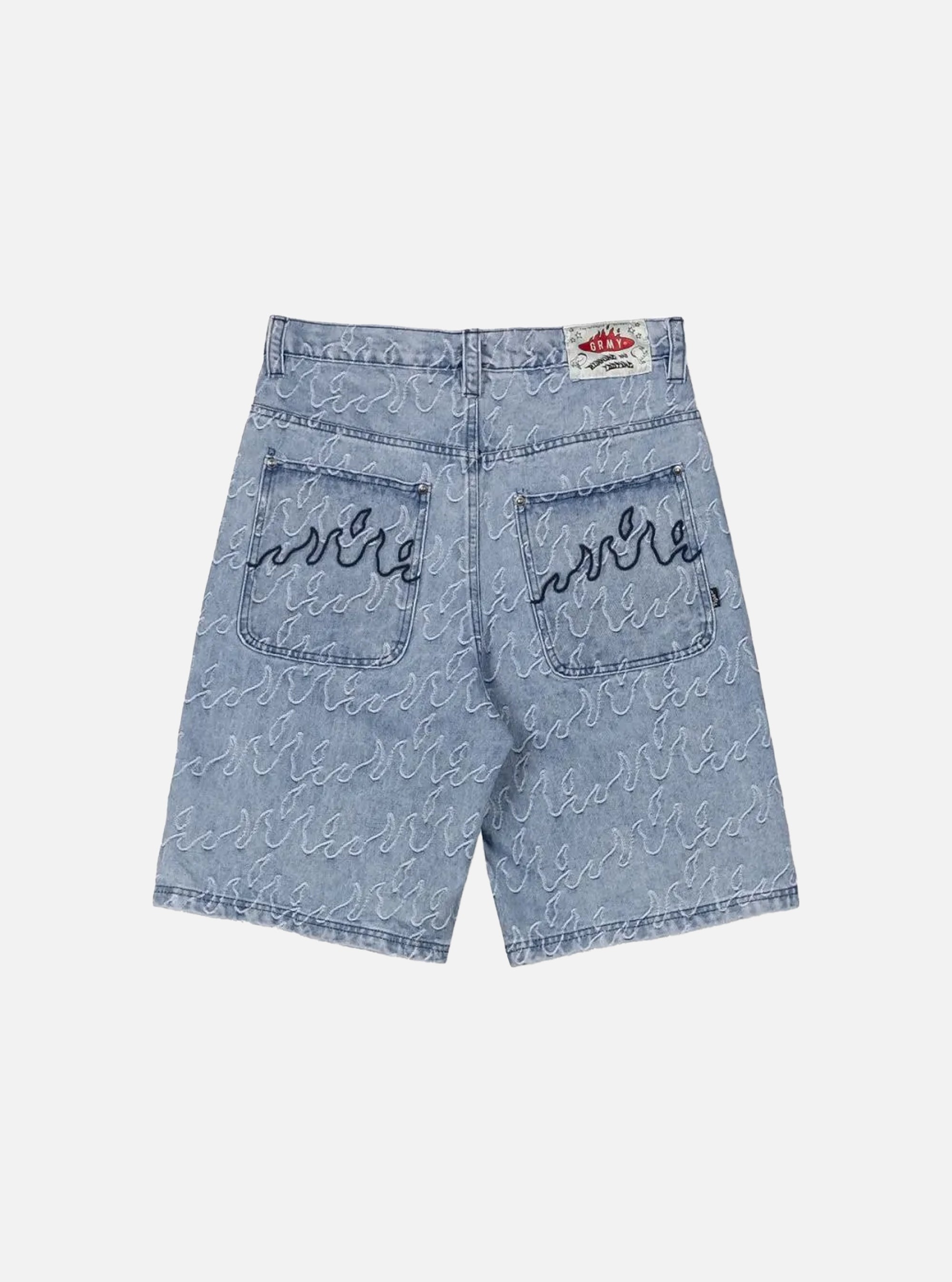 Pantalón Corto Grimey Sweet Science Baggy Jacquard Light Washed Black