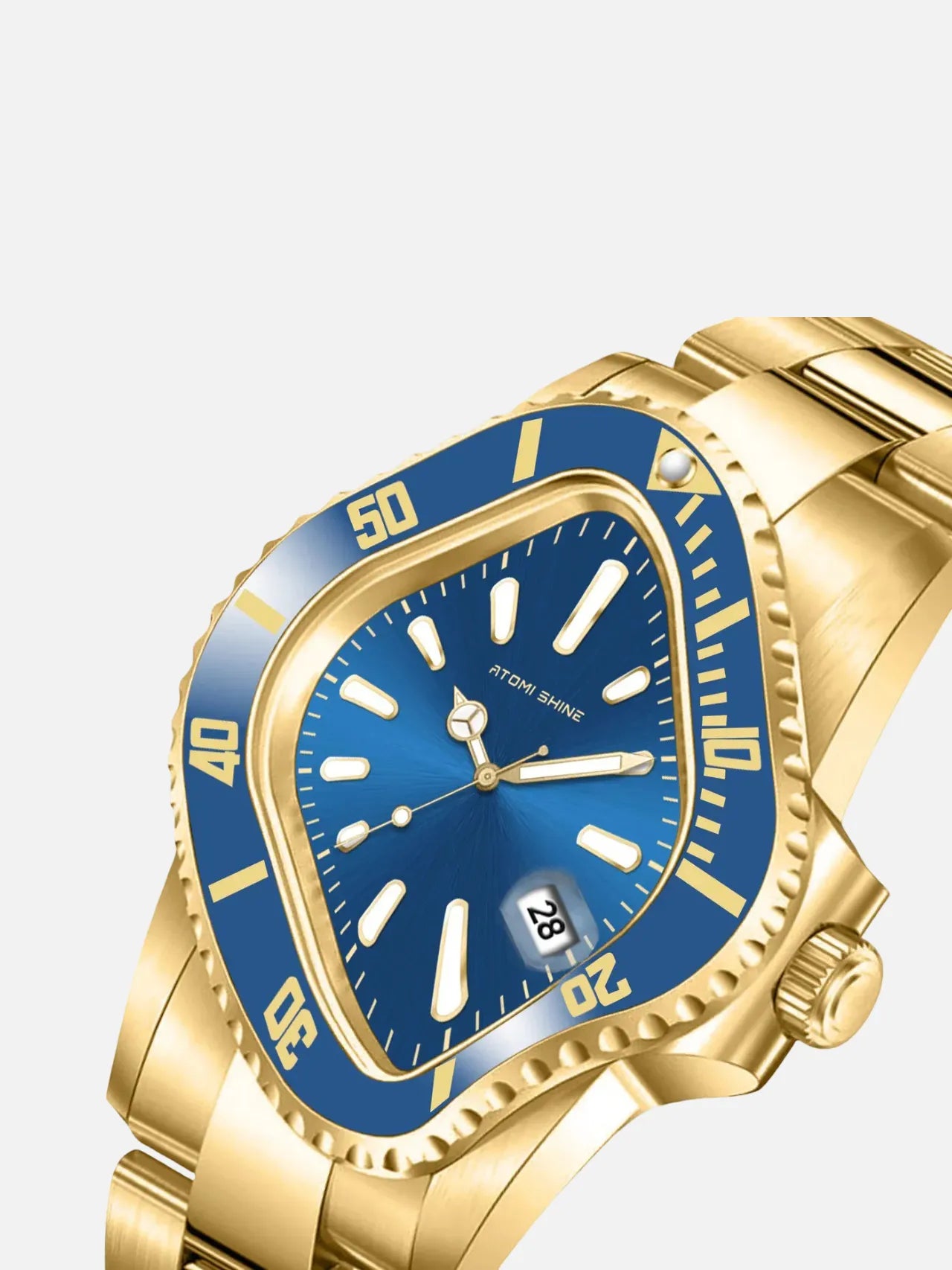 Reloj Atomi Shine Dorado Esfera Azul