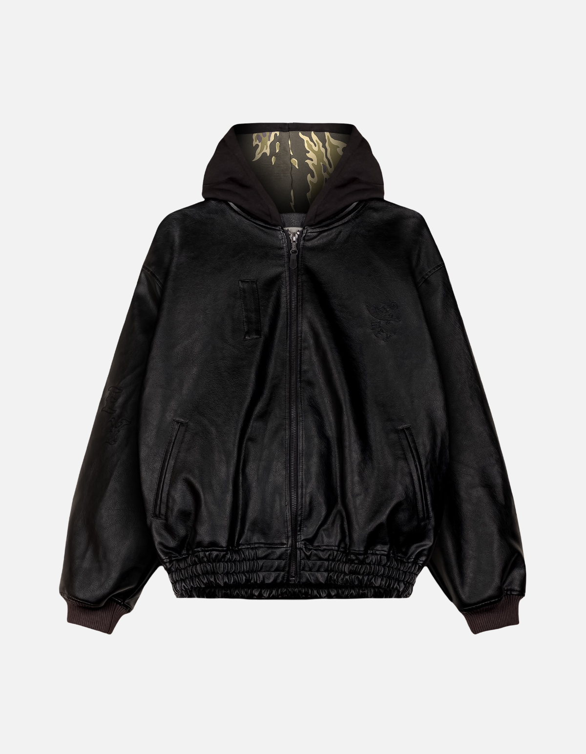 Chaqueta Odd Cutlass Hooded Pu Leather Black de Grimey