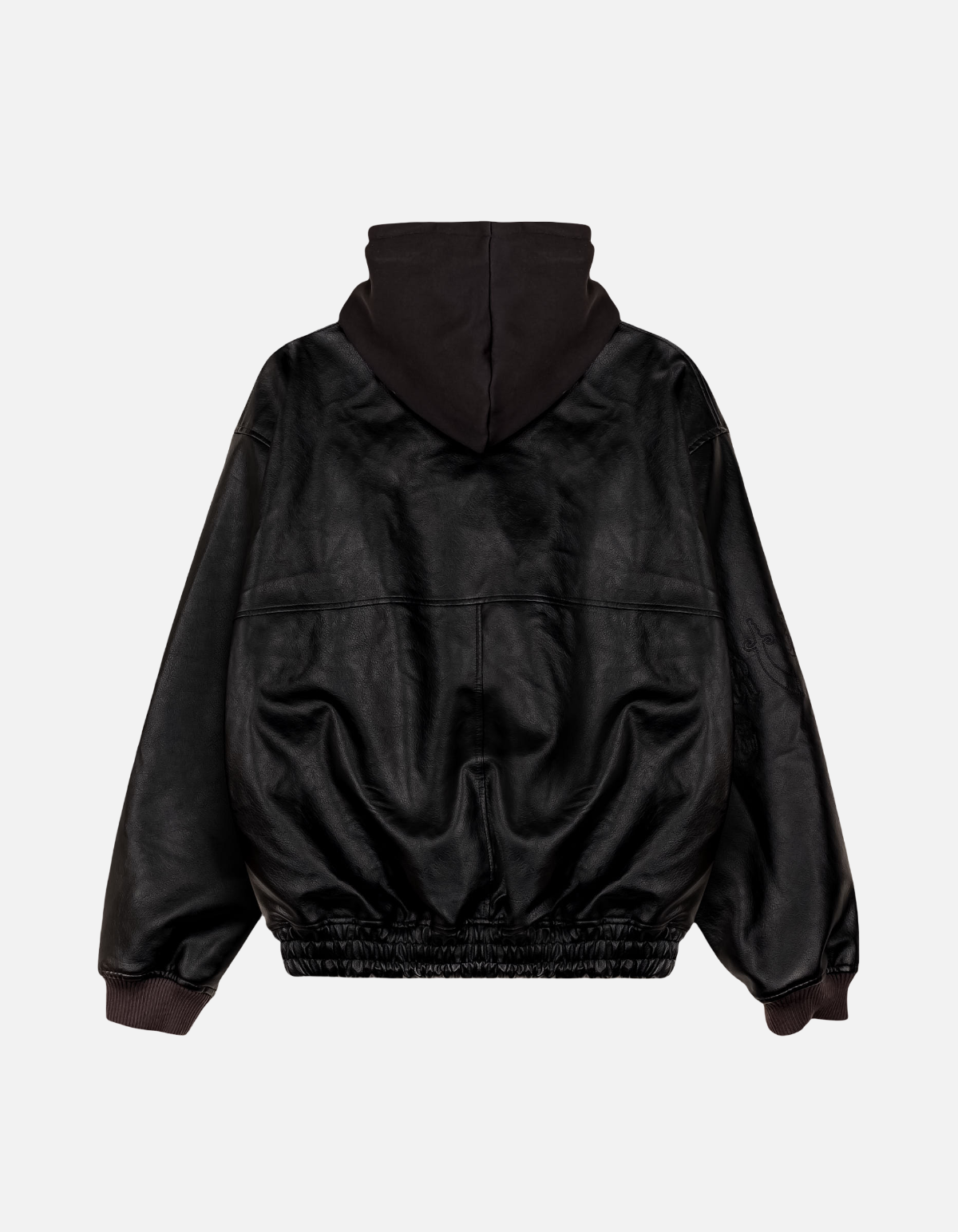 Chaqueta Odd Cutlass Hooded Pu Leather Black de Grimey