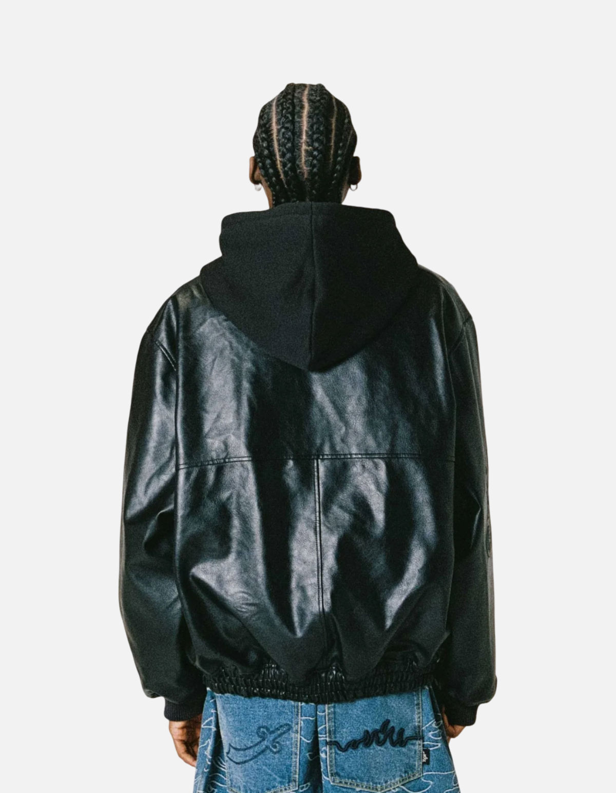 Chaqueta Odd Cutlass Hooded Pu Leather Black de Grimey