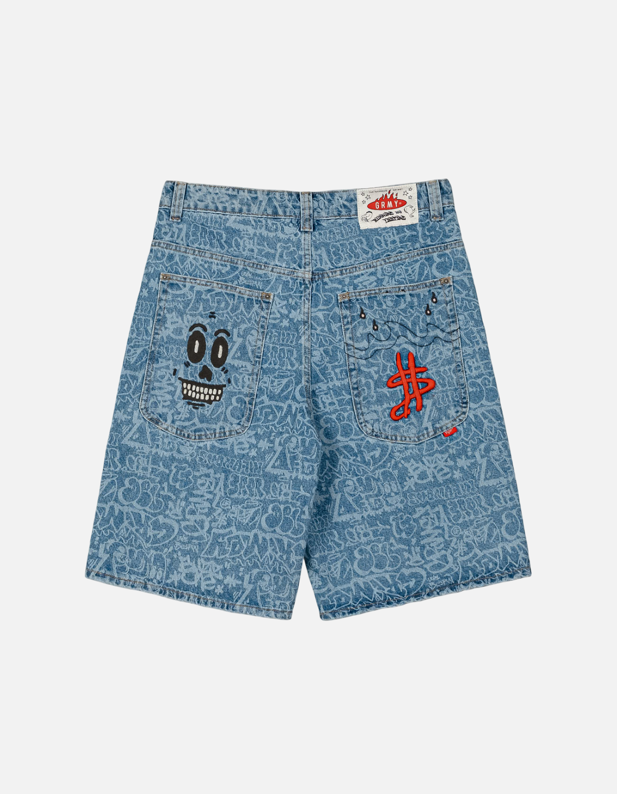 Pantalón Corto Stardust All Over Laser Baggy Washed Dark Blue de Grimey