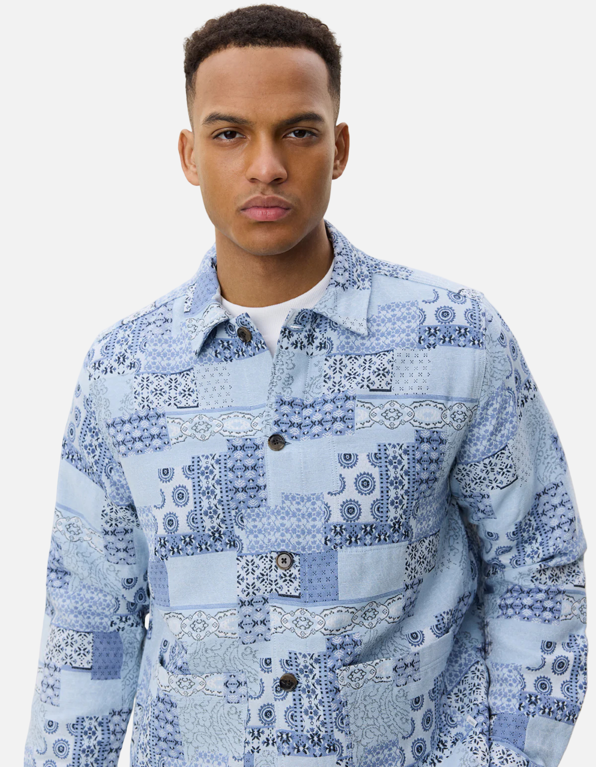 Sobrecamisa Patchwork Jacquard Azul Cielo de Les Deux