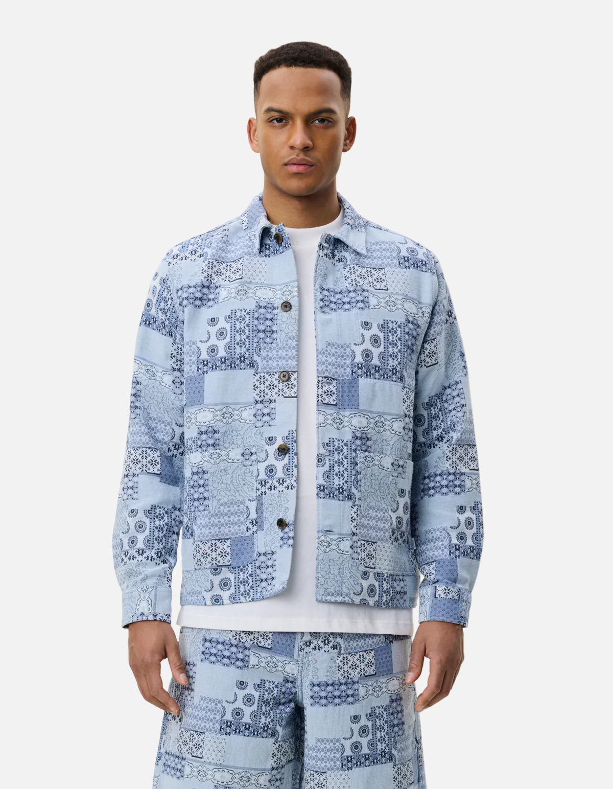 Sobrecamisa Patchwork Jacquard Azul Cielo de Les Deux