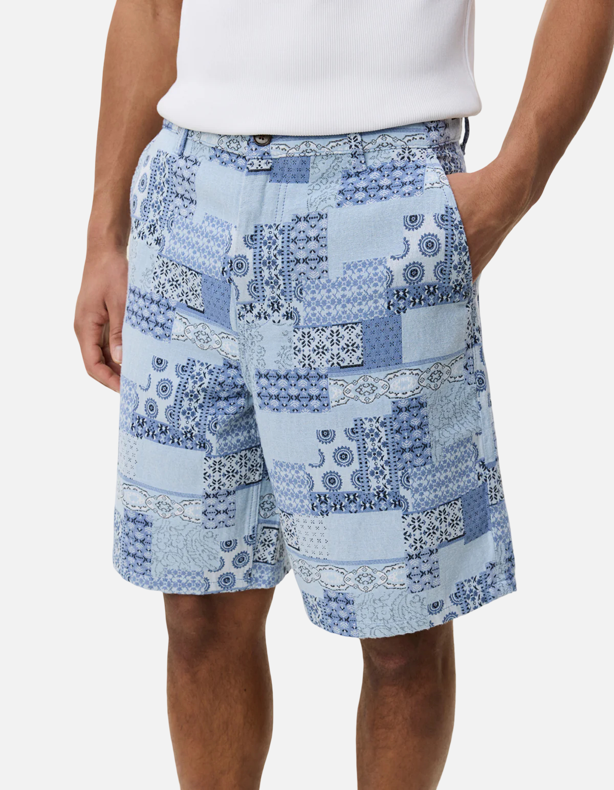 Pantalón Patchwork Jacquard Azul Cielo de Les Deux