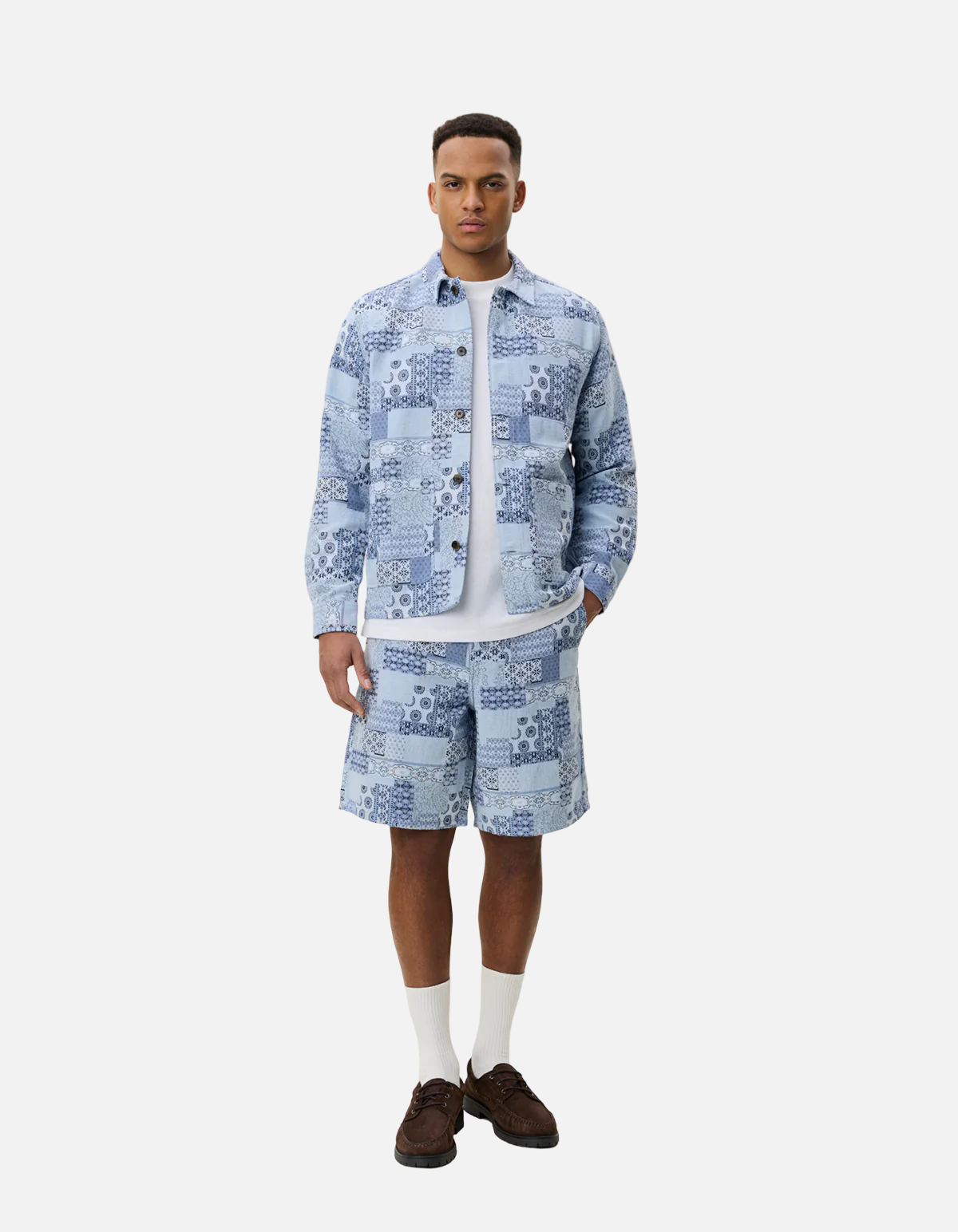 Pantalón Patchwork Jacquard Azul Cielo de Les Deux
