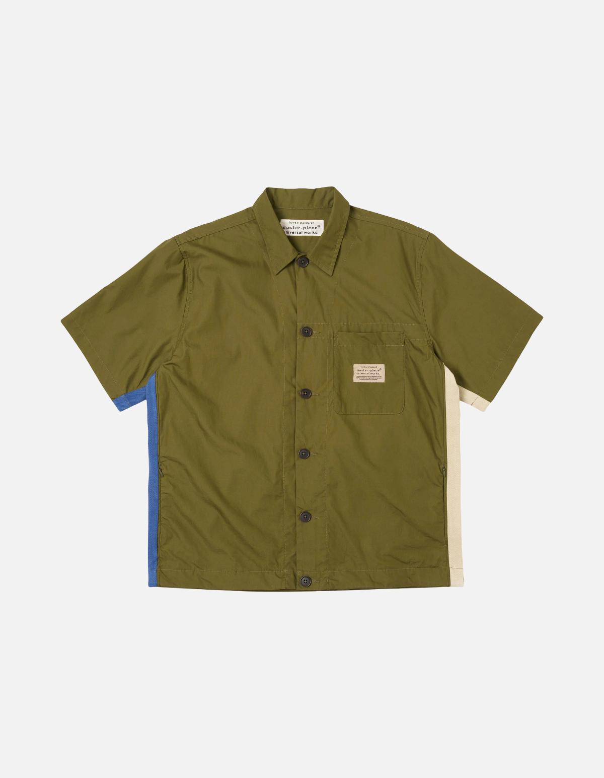 Sobrecamisa técnica de poliéster reciclado color oliva de Masterpiece x Universal Works