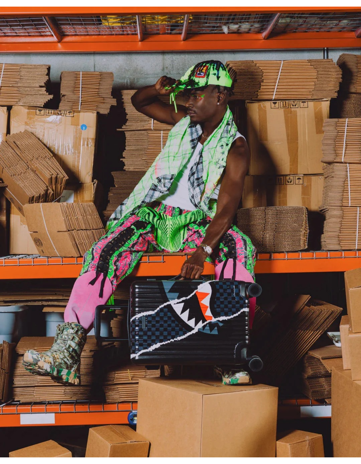 Maleta Center Rip Revealing Grey Check de Sprayground