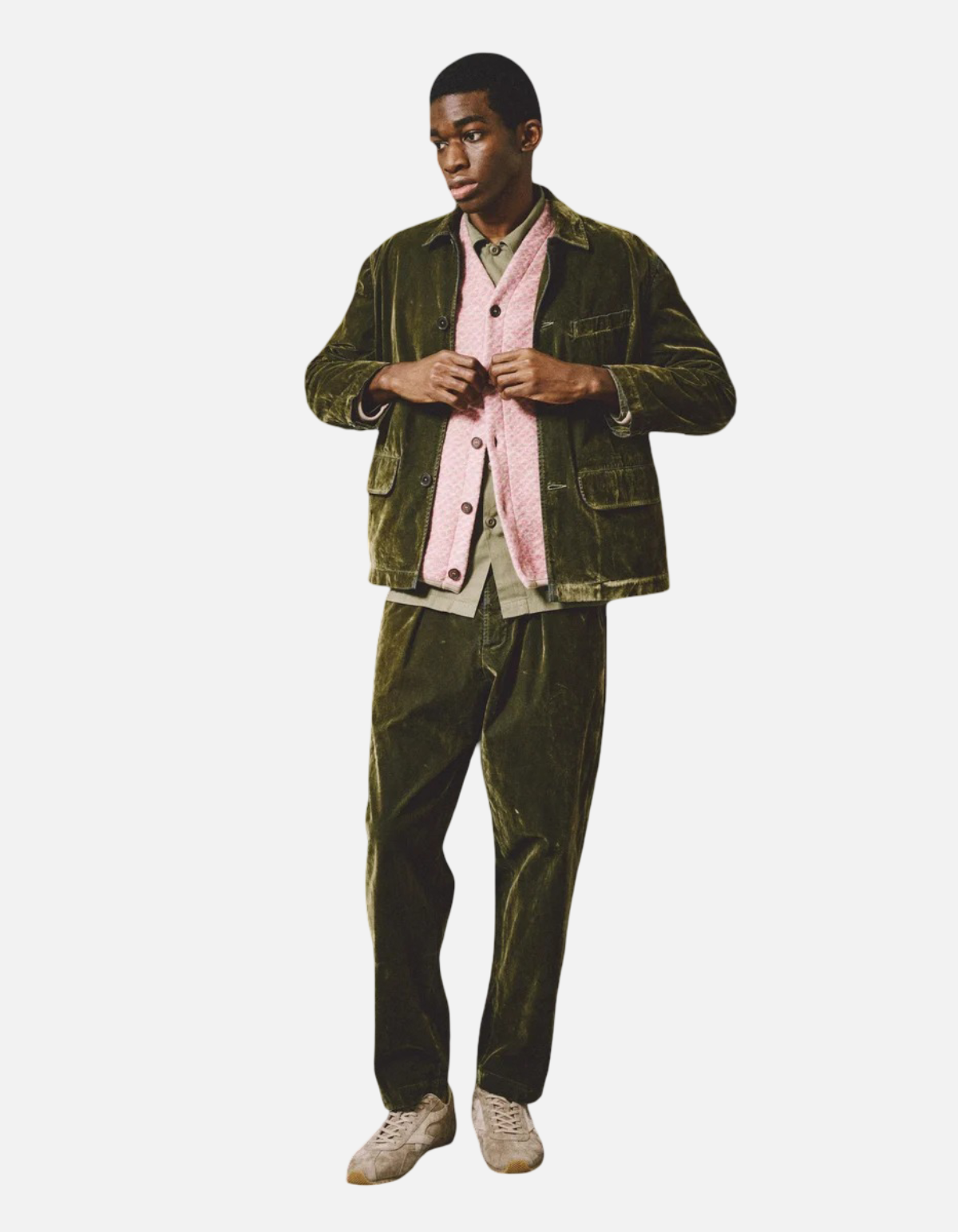 Pantalón Oxford velvet oliva de Universal Works