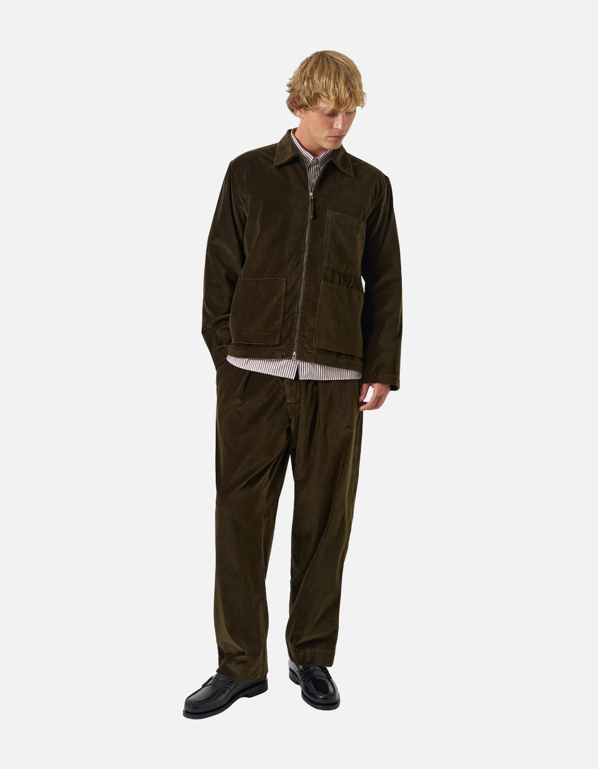Sobrecamisa Dockside en velvet green de Universal Works