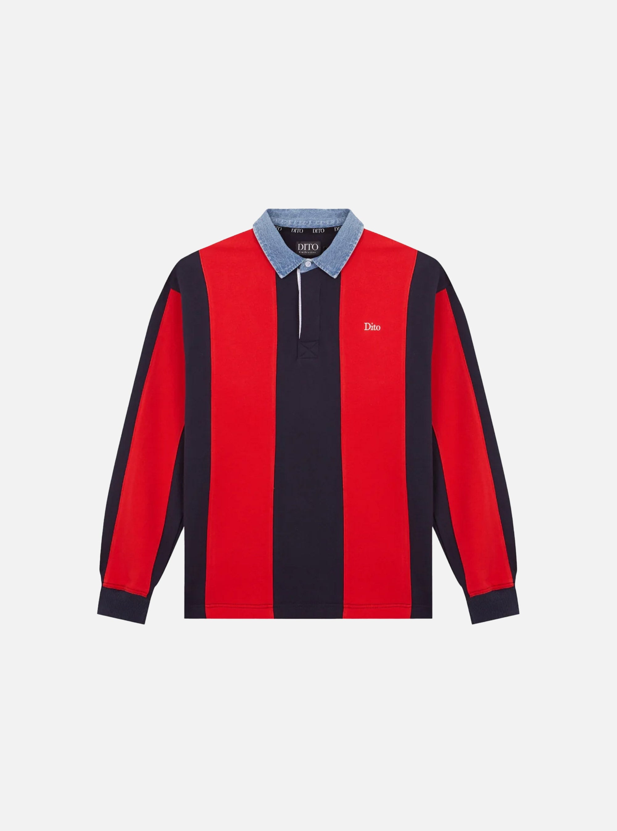 Polo a rayas de cuello denim de Dito Collective