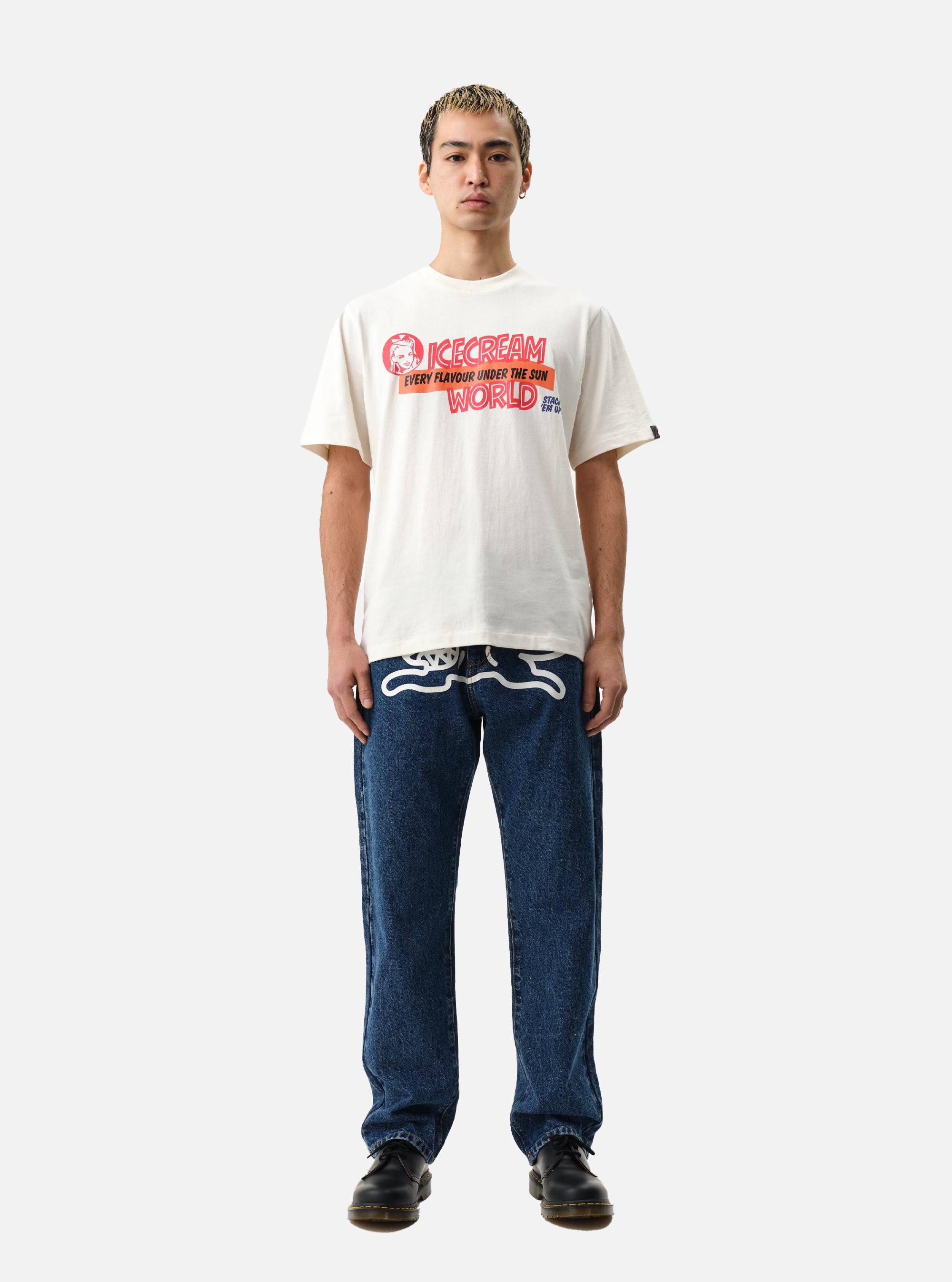 Camiseta ICECREAM World en Blanco Roto
