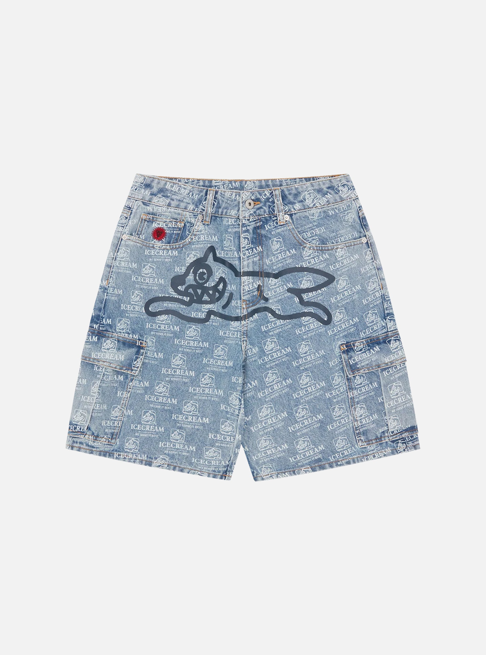 Pantalón Cargo Denim con Estampado Repetido de ICECREAM