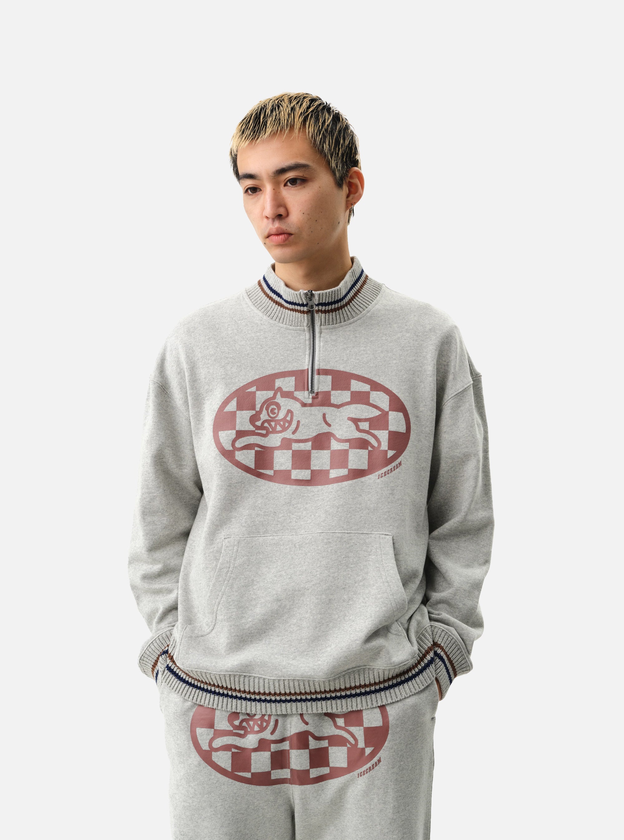 Sudadera Gris Checker Running Dog de ICECREAM