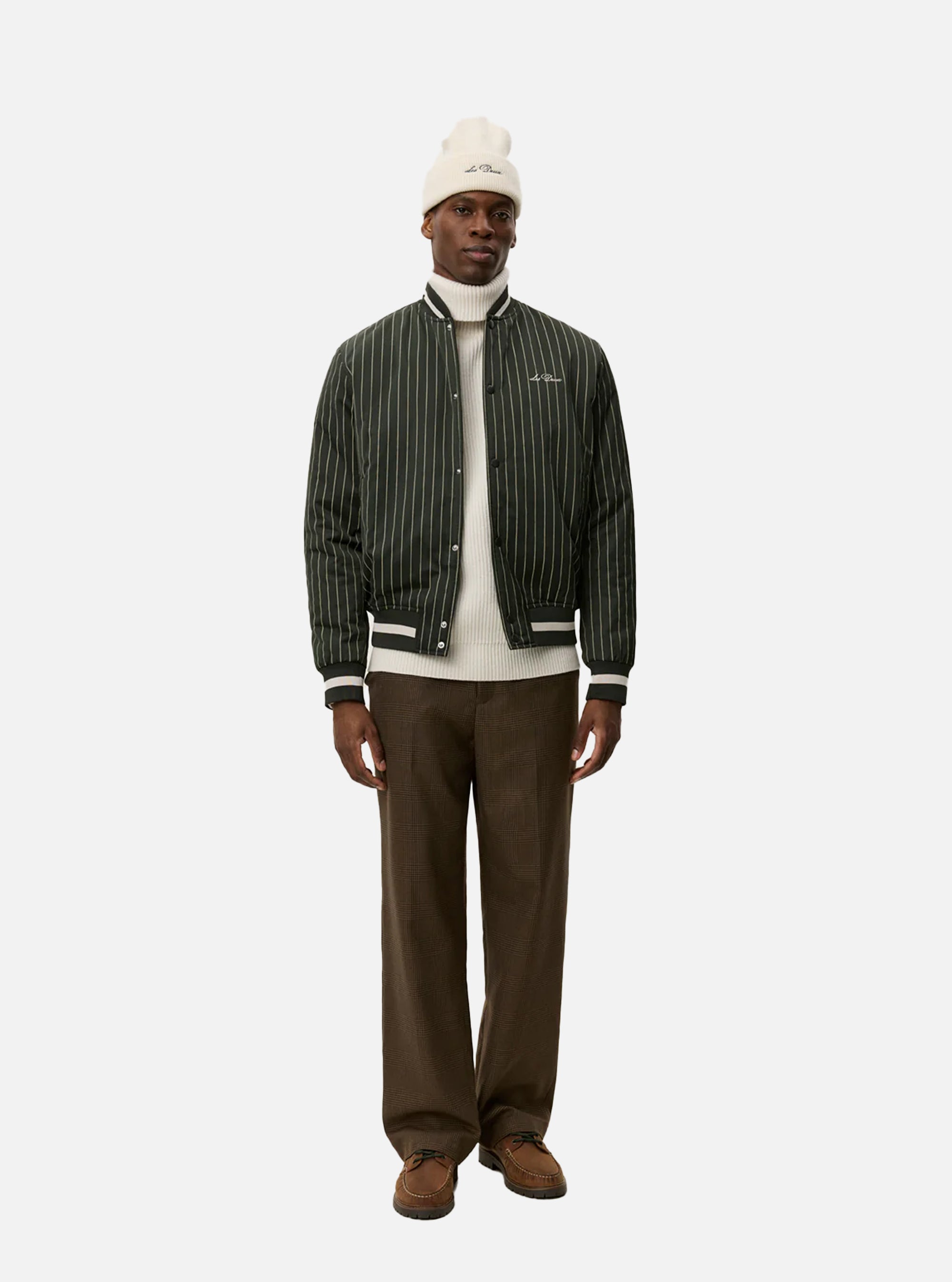 Chaqueta de raya diplomática Varsity Tech en verde de Les Deux